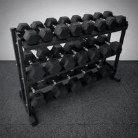 Kit de dumbell injetado hexagonal de 12 a 30kg com suporte